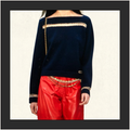 CASHMERE WITH GOLD CHAIN TRIM SWEATER