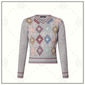 CASHMERE 3D ARGYLE PULLOVER