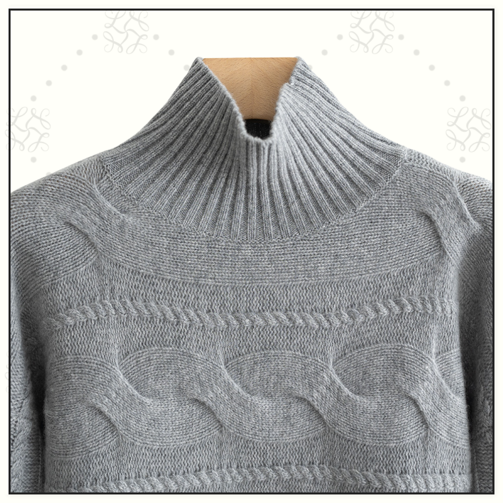 WOOL CASHMERE CABLE KNIT SWEATER