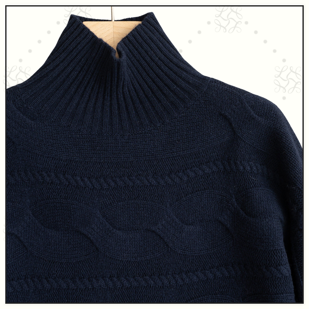 WOOL CASHMERE CABLE KNIT SWEATER