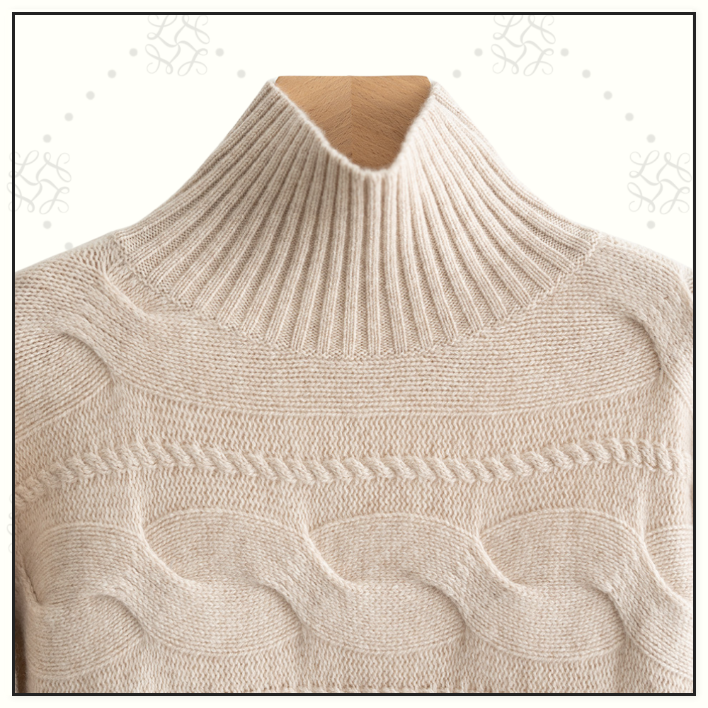 WOOL CASHMERE CABLE KNIT SWEATER