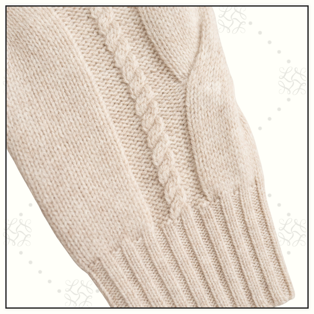 WOOL CASHMERE CABLE KNIT SWEATER