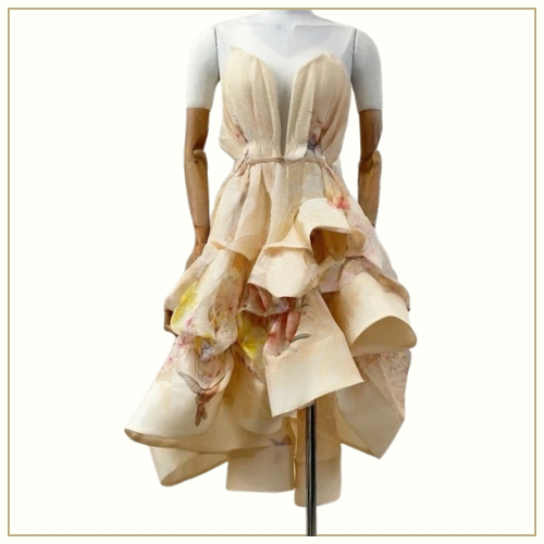 ILLUMINATE DRAPED LINEN & SILK MINI DRESS