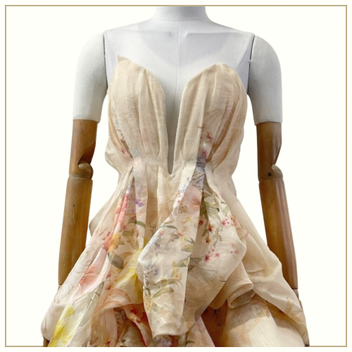 ILLUMINATE DRAPED LINEN & SILK MINI DRESS