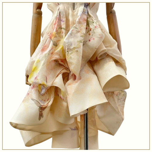 ILLUMINATE DRAPED LINEN & SILK MINI DRESS