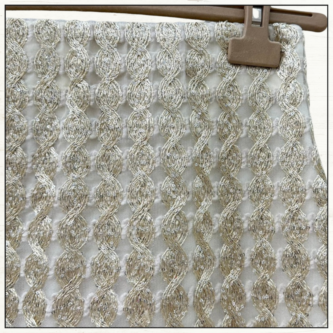 SILK OPEN KNIT CARDIGAN & PENCIL SKIRT