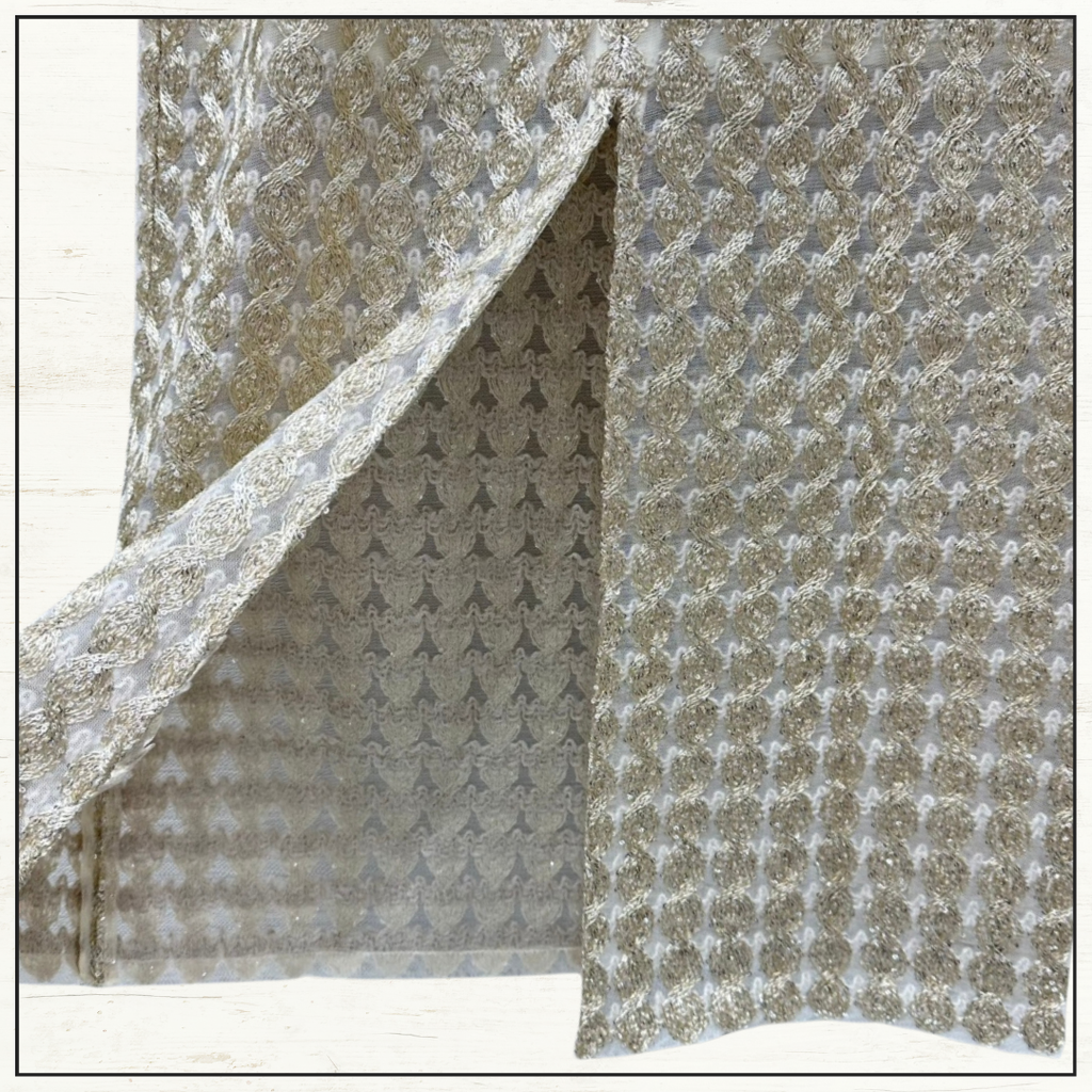 SILK OPEN KNIT CARDIGAN & PENCIL SKIRT