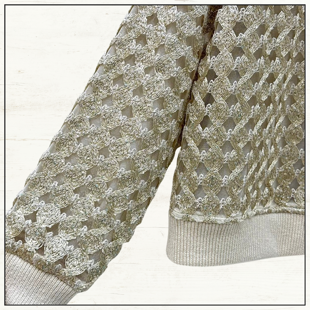 SILK OPEN KNIT CARDIGAN & PENCIL SKIRT