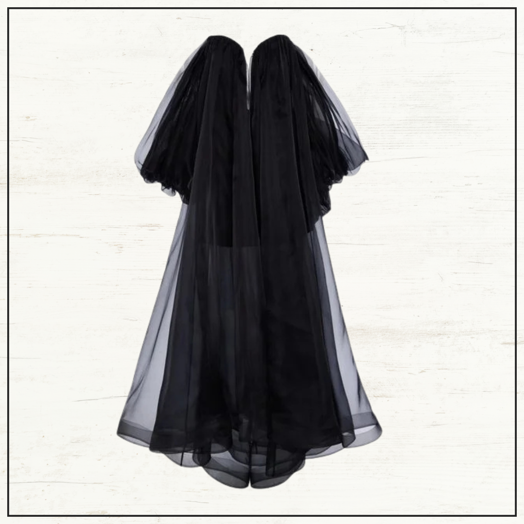 CRUSH OFF SHOULDER SILK TULLE MAXI DRESS