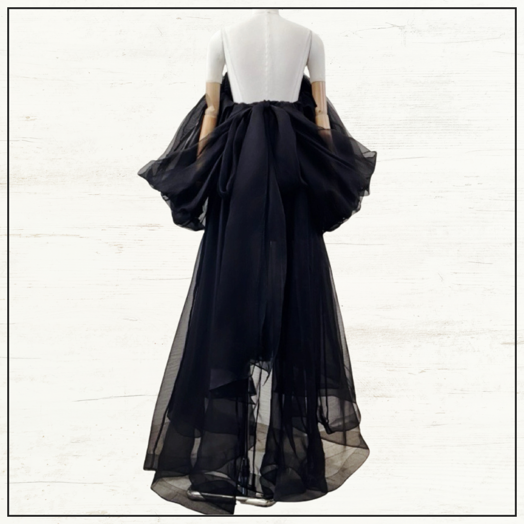 CRUSH OFF SHOULDER SILK TULLE MAXI DRESS
