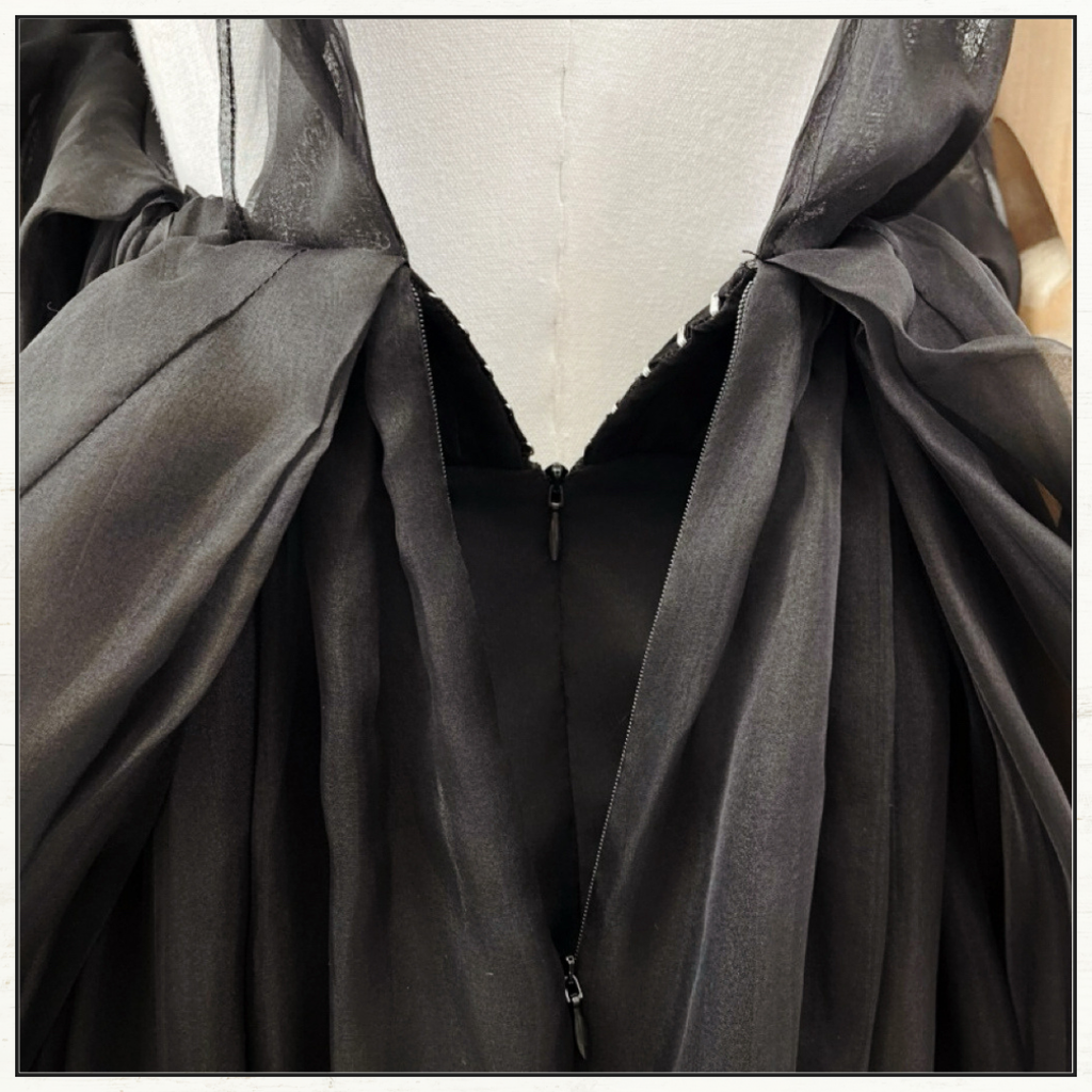 CRUSH OFF SHOULDER SILK TULLE MAXI DRESS