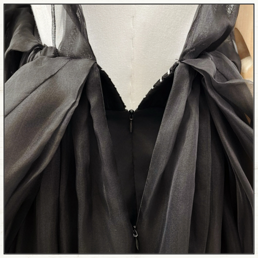 CRUSH OFF SHOULDER SILK TULLE MAXI DRESS