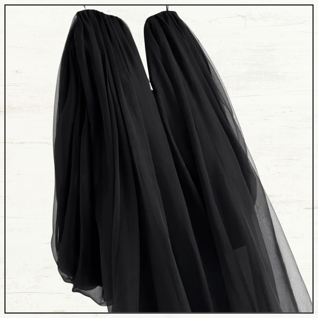 CRUSH OFF SHOULDER SILK TULLE MAXI DRESS