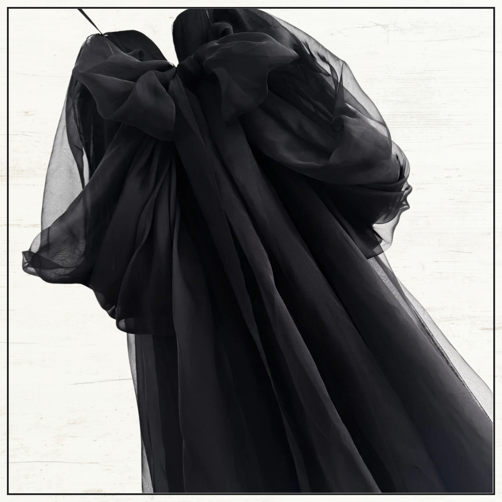 CRUSH OFF SHOULDER SILK TULLE MAXI DRESS