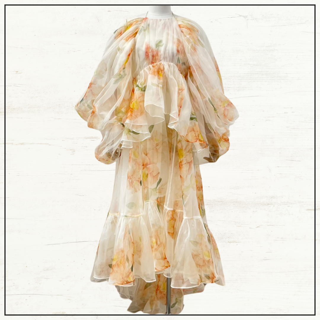 NATURA SILK RUFFLE HALTER DRESS