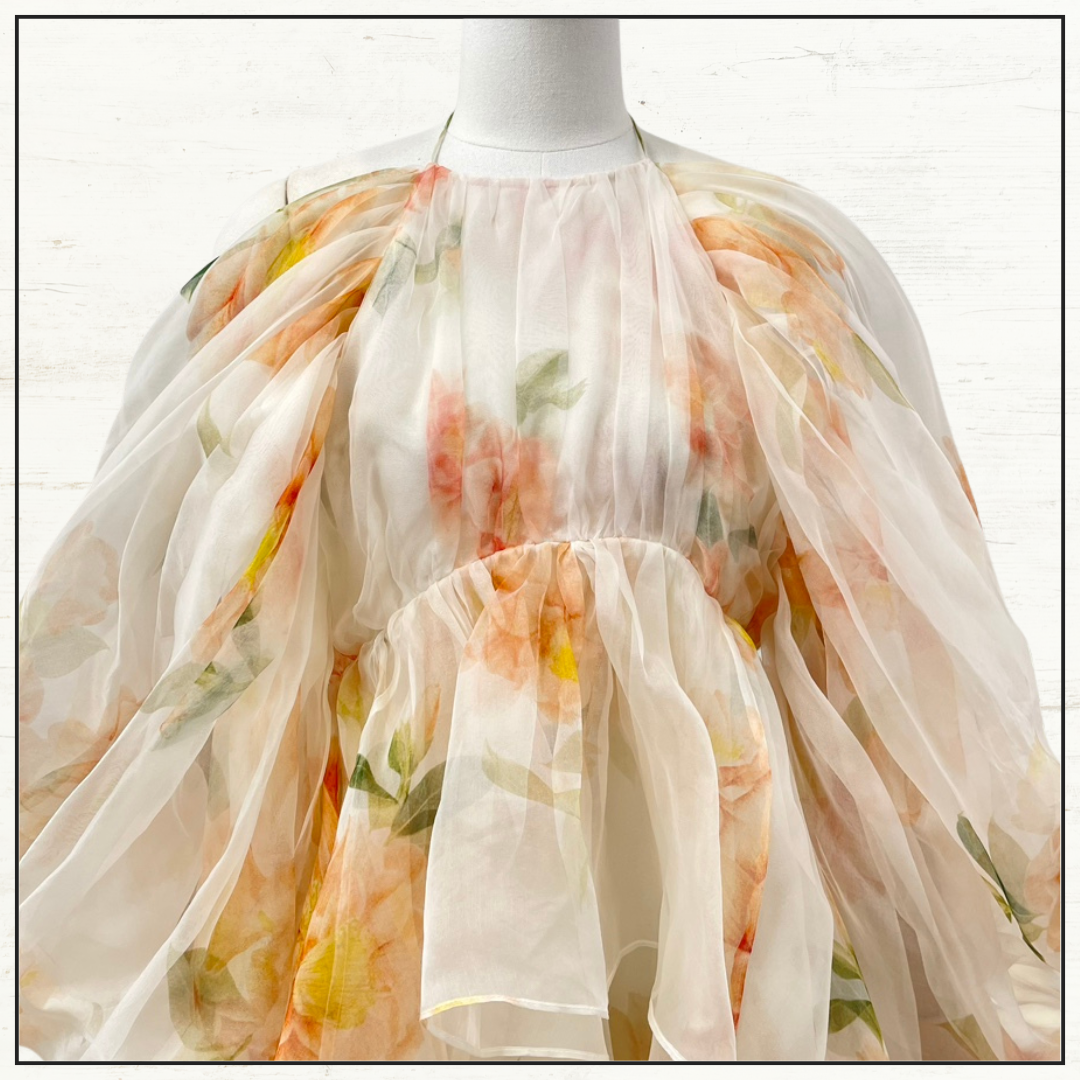 NATURA SILK RUFFLE HALTER DRESS