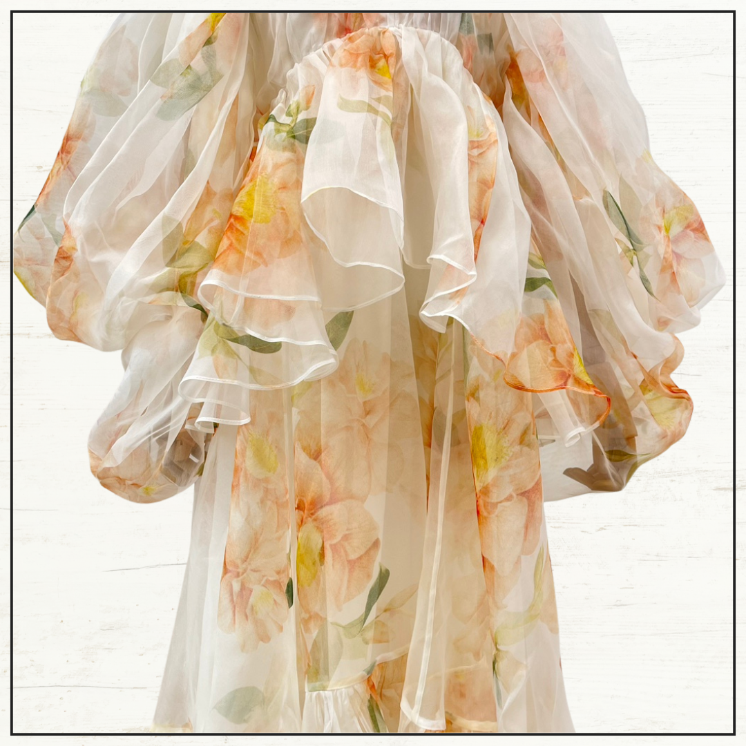 NATURA SILK RUFFLE HALTER DRESS