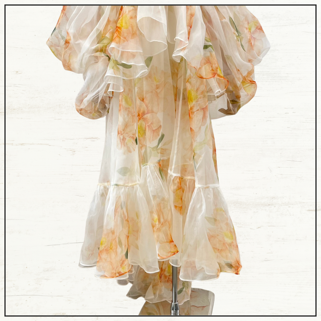 NATURA SILK RUFFLE HALTER DRESS