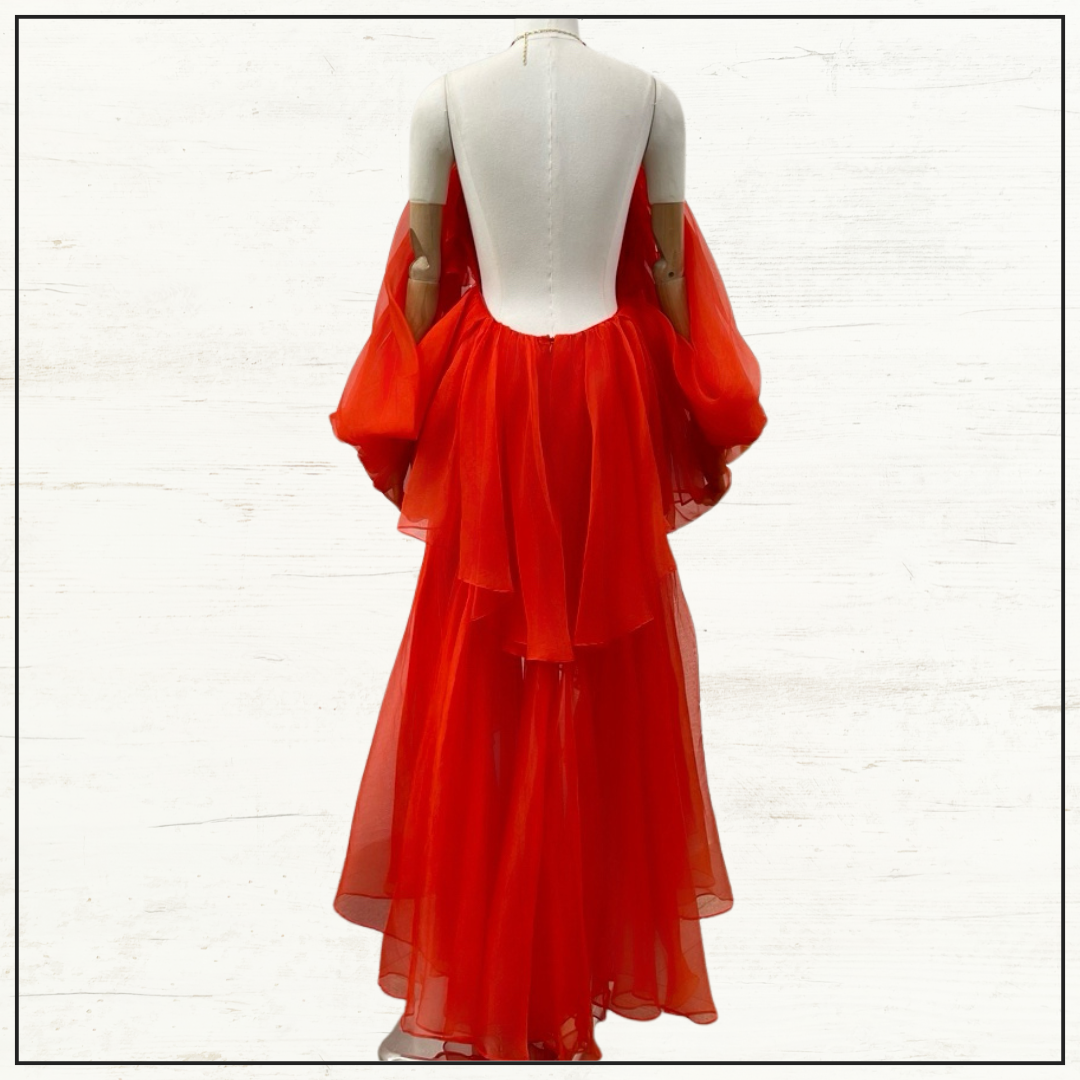 TRANQUILITY SILK RUFFLE HALTER DRESS