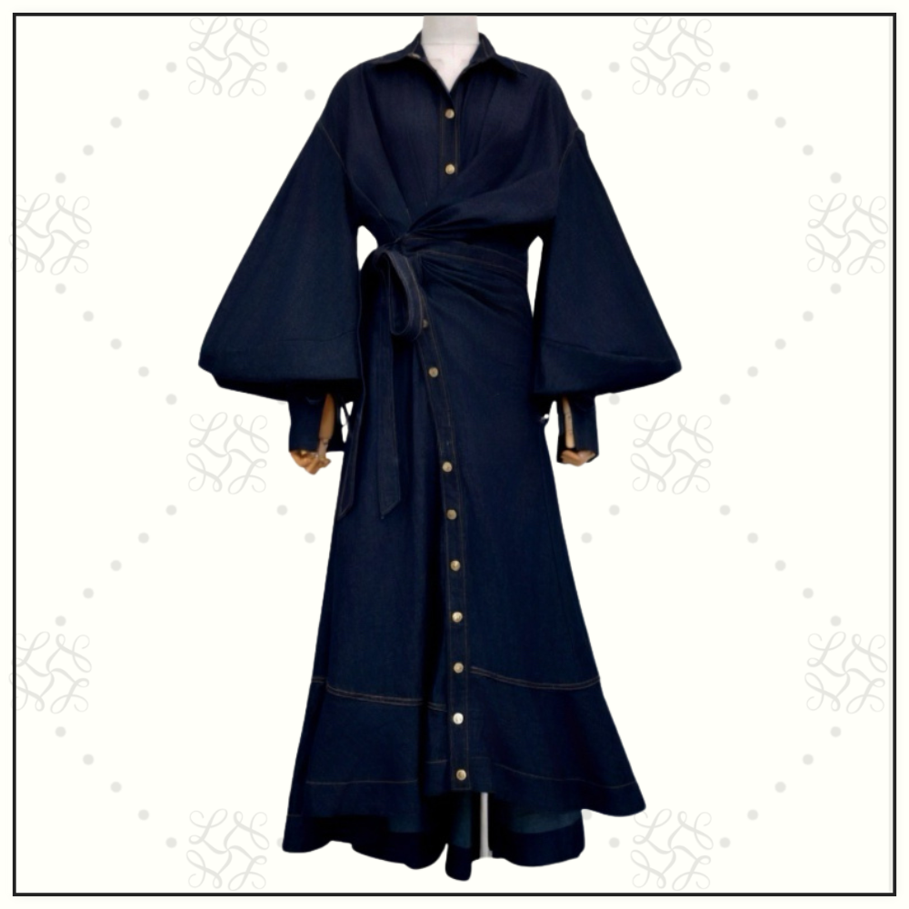 DENIM WRAP MAXI DRESS