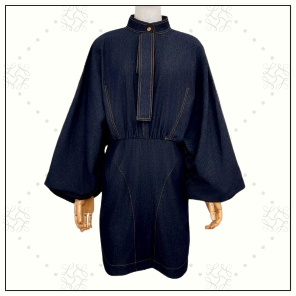 DENIM GATHERED MINI DRESS