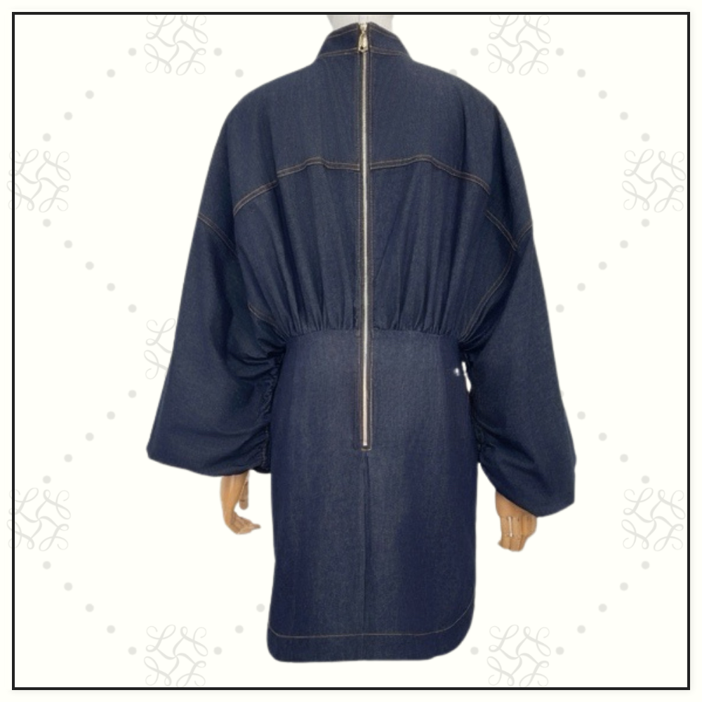 DENIM GATHERED MINI DRESS