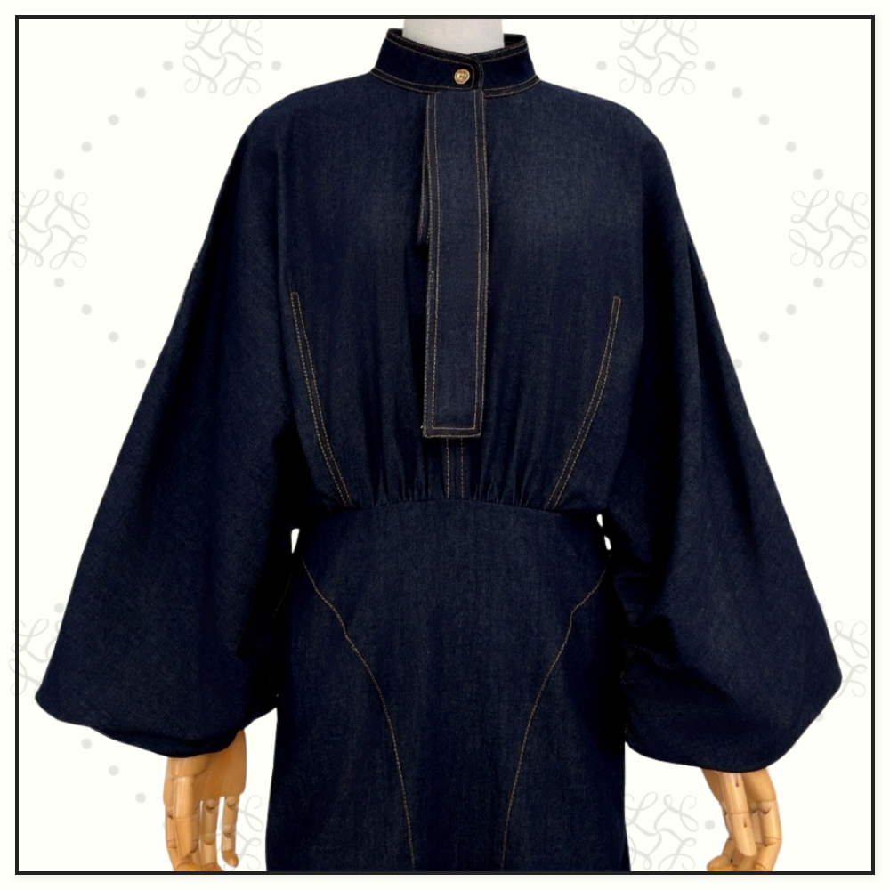 DENIM GATHERED MINI DRESS