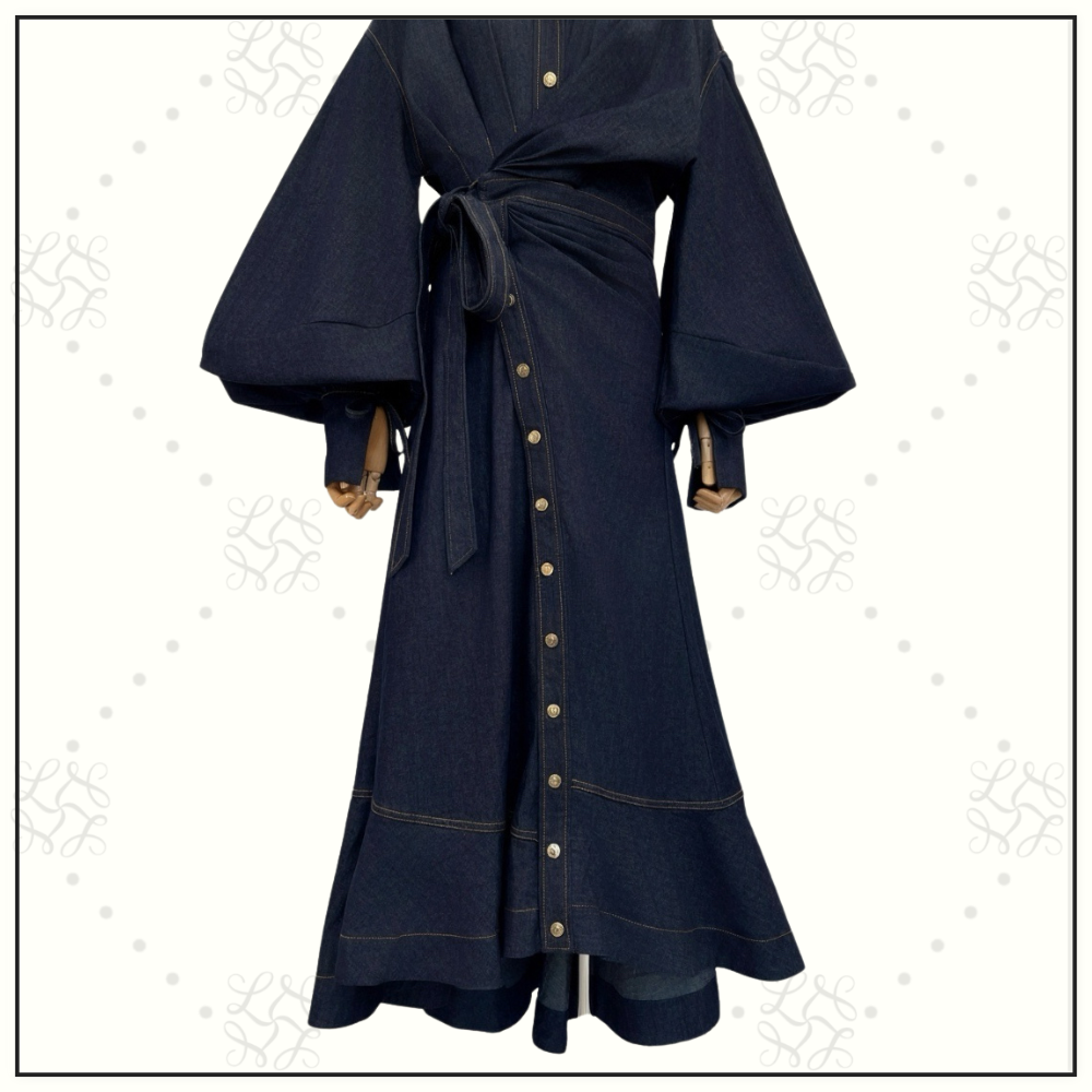 DENIM WRAP MAXI DRESS