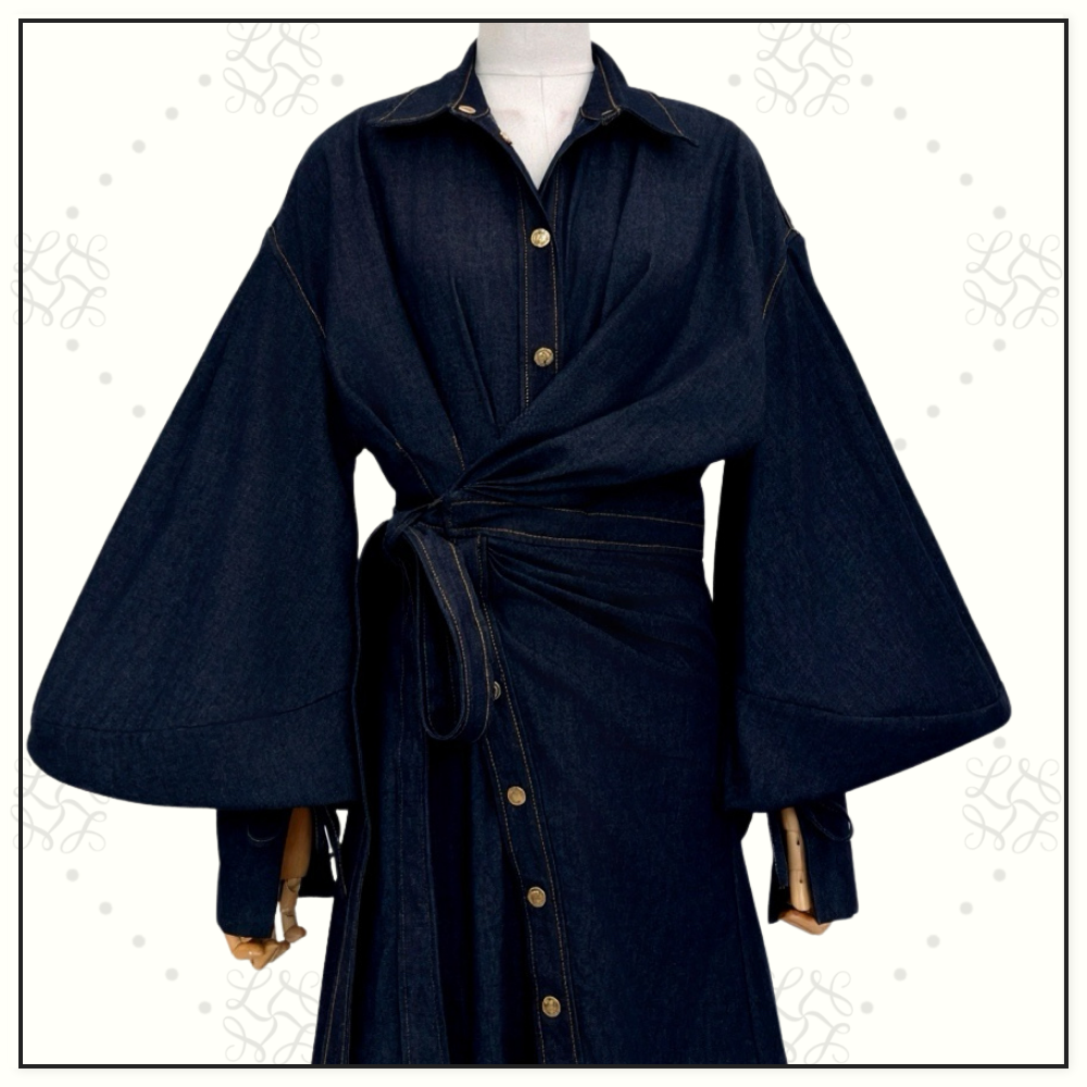 DENIM WRAP MAXI DRESS