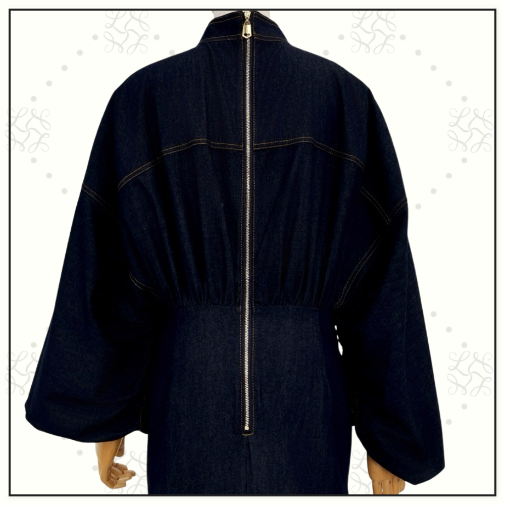 DENIM GATHERED MINI DRESS