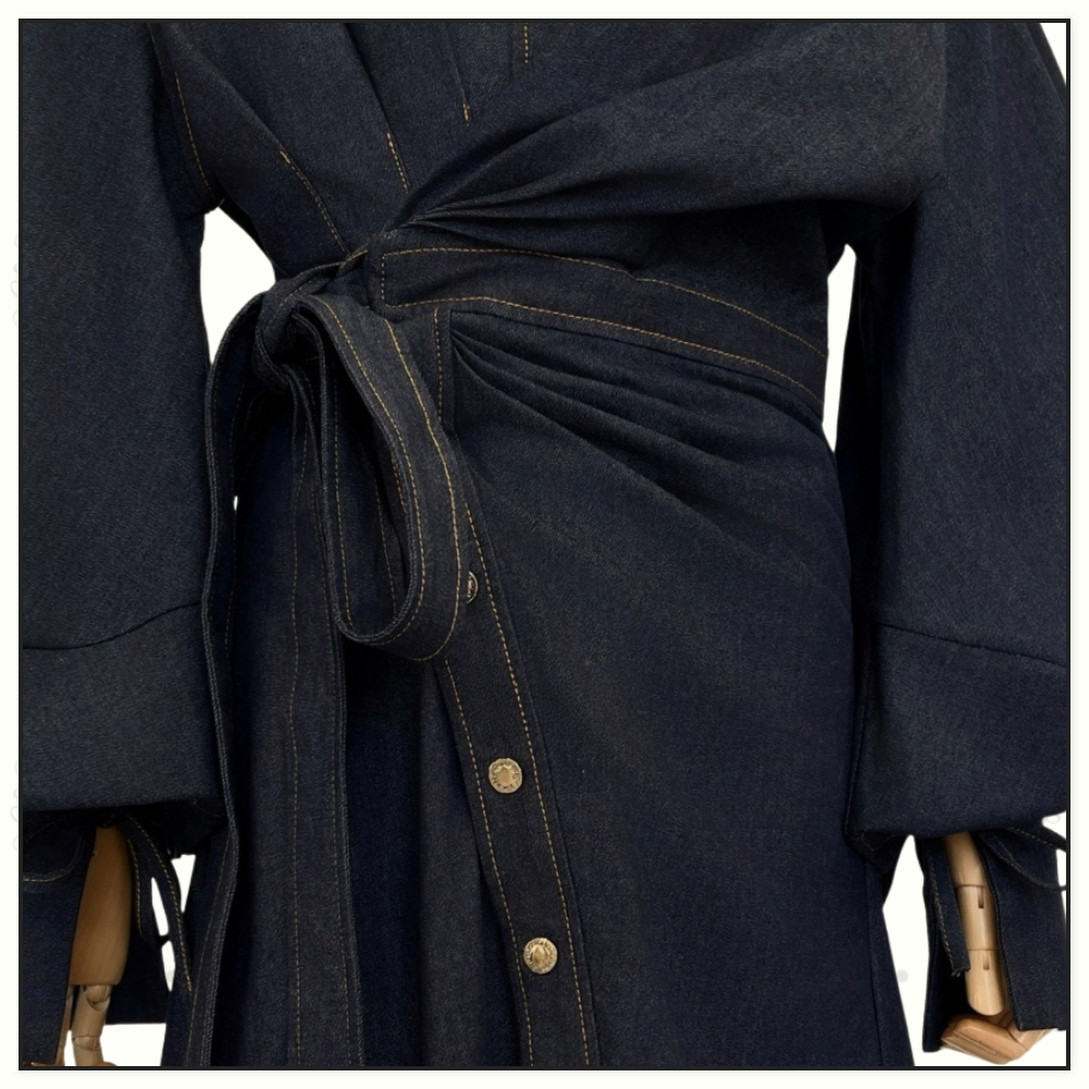 DENIM WRAP MAXI DRESS