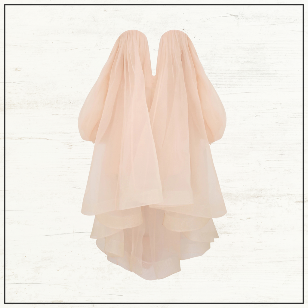 CRUSH OFF SHOULDER SILK TULLE MINI DRESS