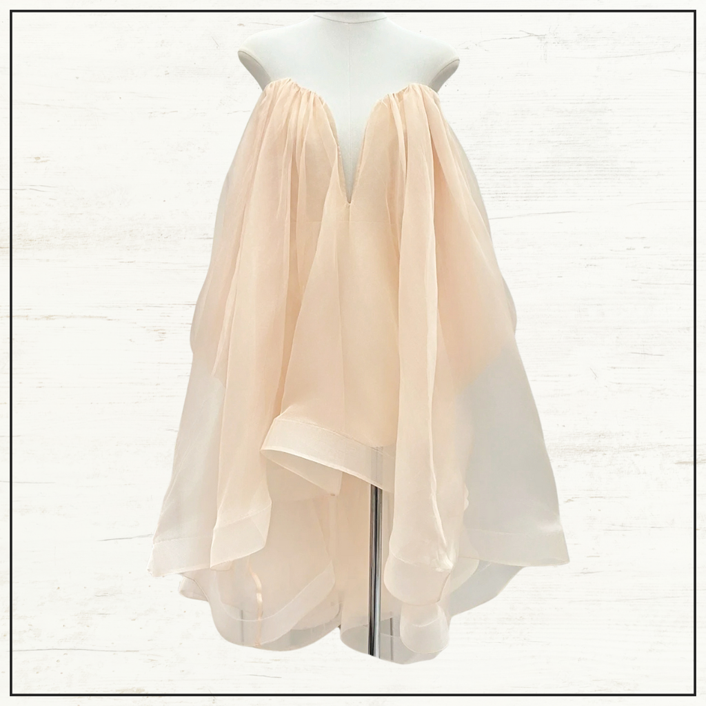 CRUSH OFF SHOULDER SILK TULLE MINI DRESS