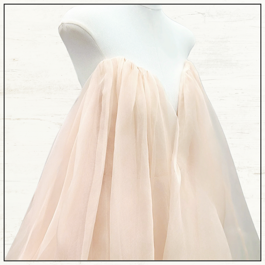 CRUSH OFF SHOULDER SILK TULLE MINI DRESS