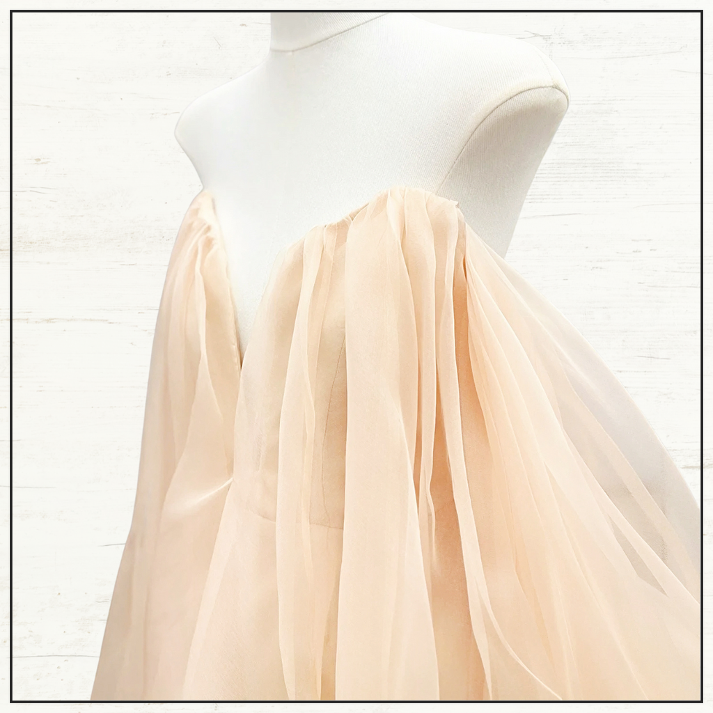 CRUSH OFF SHOULDER SILK TULLE MINI DRESS
