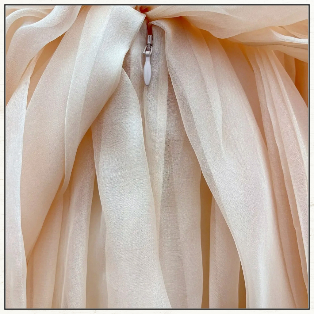 CRUSH OFF SHOULDER SILK TULLE MINI DRESS