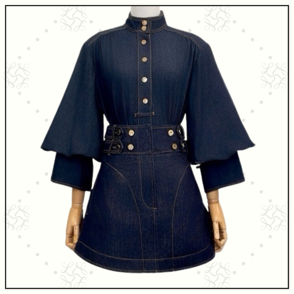 DENIM BILLOW SHIRT & CARGO MINI SKIRT