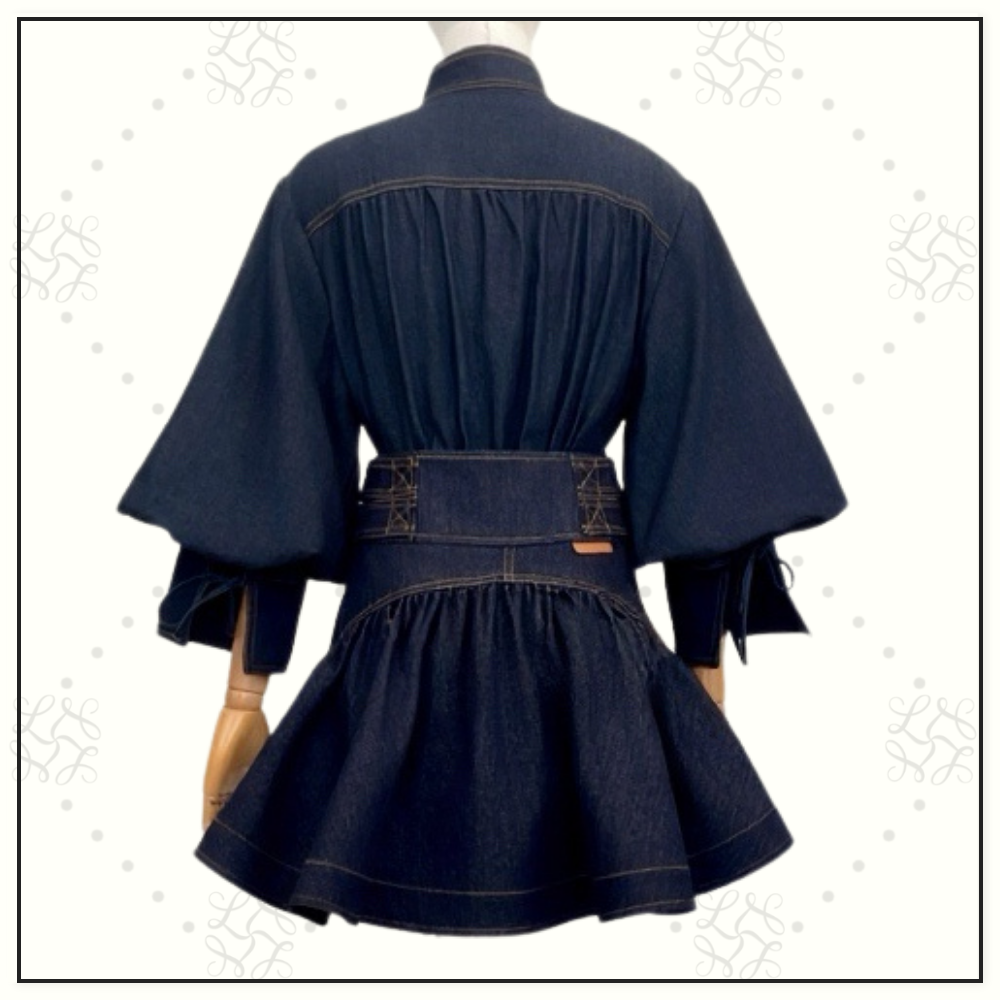 DENIM BILLOW SHIRT & CARGO MINI SKIRT