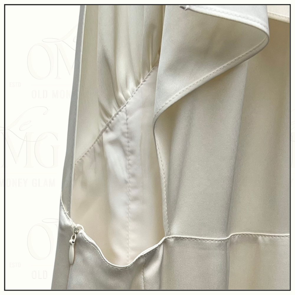 GATHERED OPEN BACK CREPE SATIN GOWN