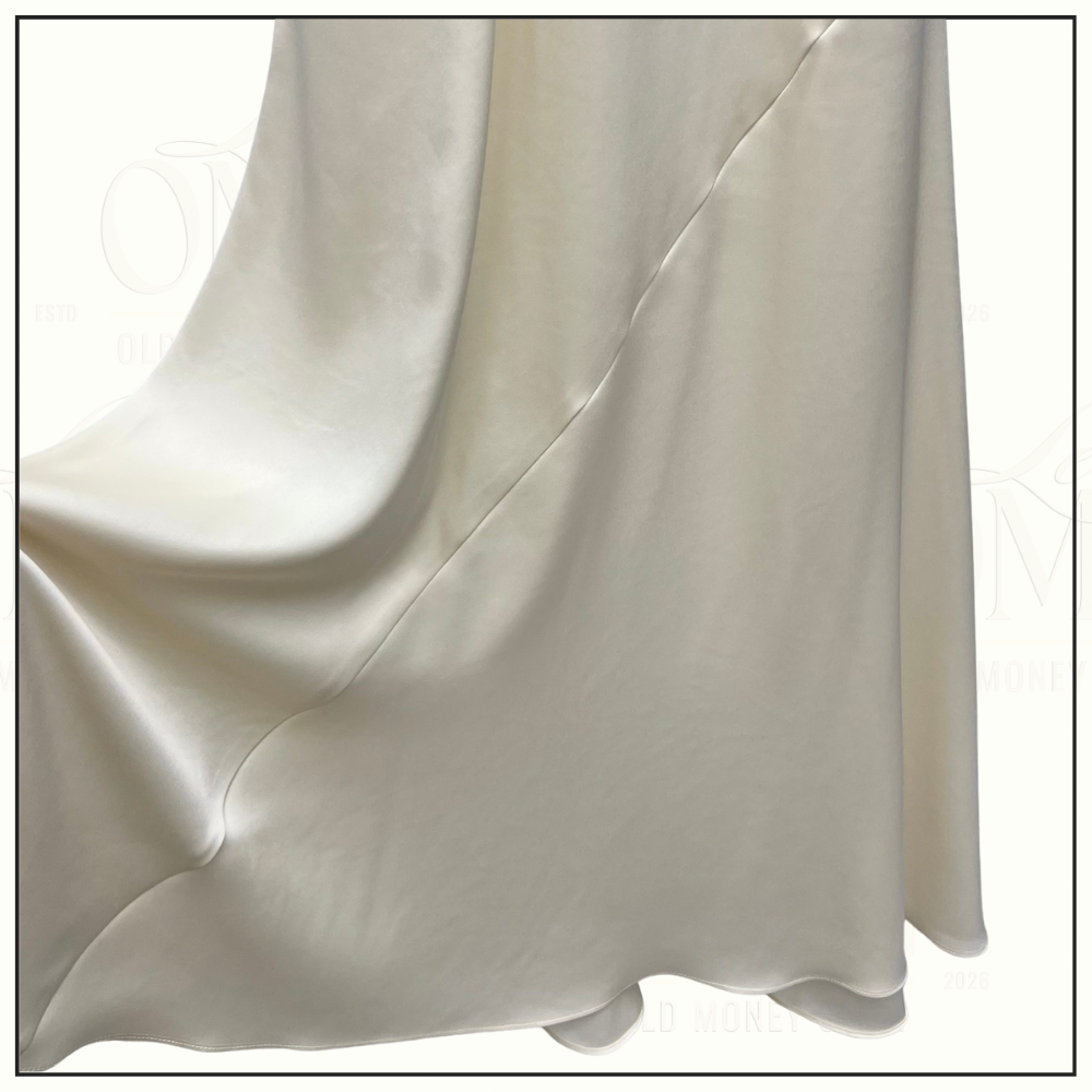 GATHERED OPEN BACK CREPE SATIN GOWN