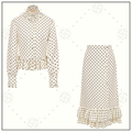 POLKA DOT FRILL WOVEN JACKET & SKIRT