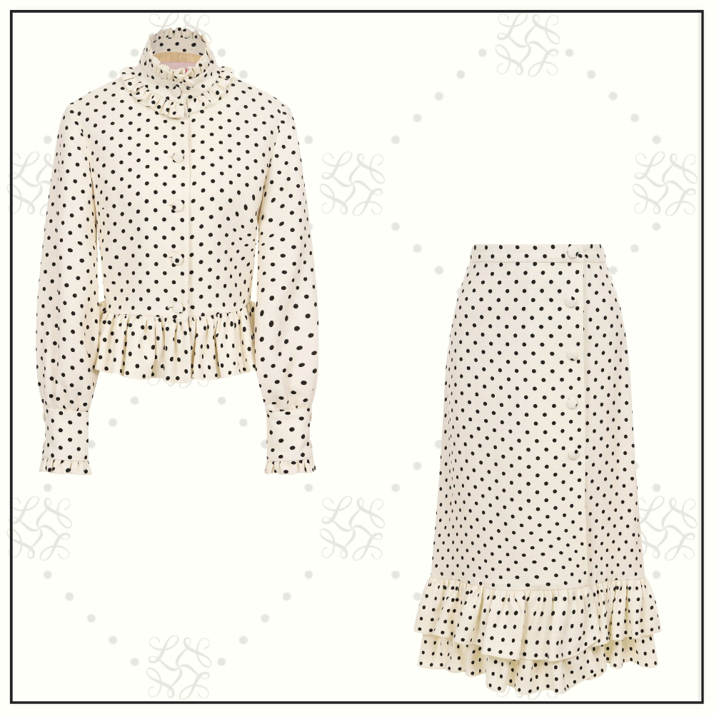 POLKA DOT FRILL WOVEN JACKET & SKIRT