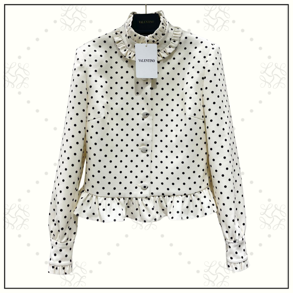 POLKA DOT FRILL WOVEN JACKET & SKIRT