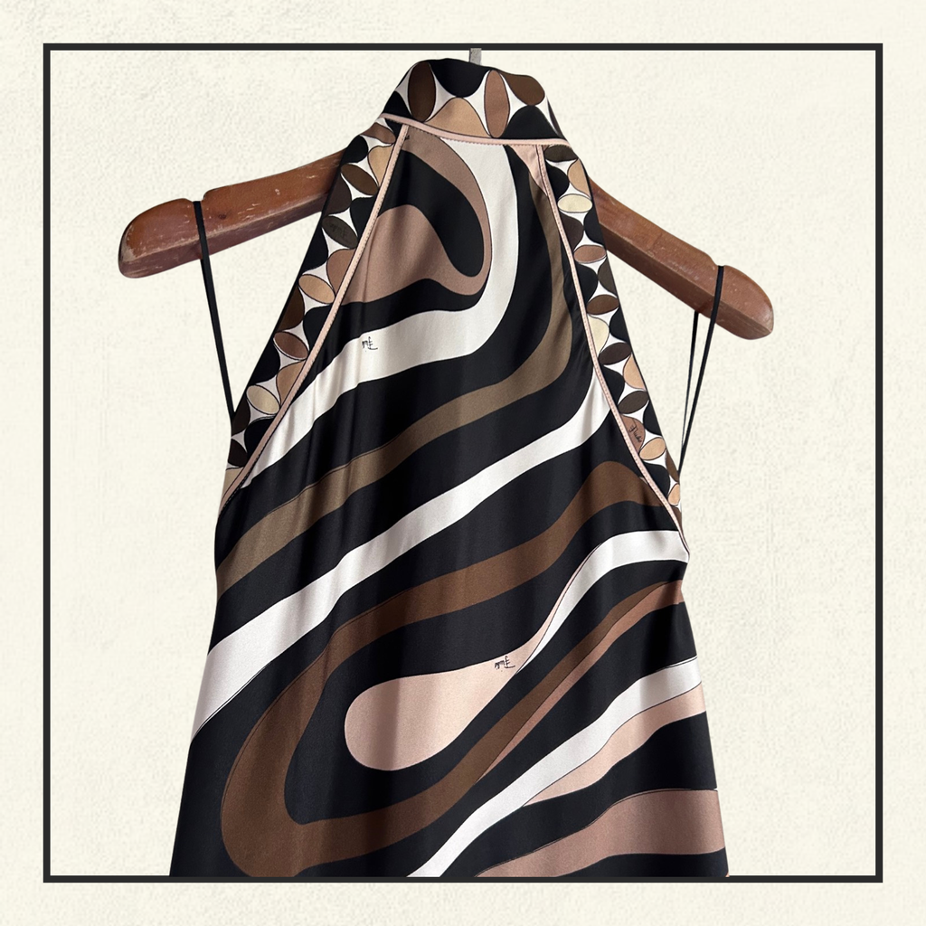 HALTERNECK SILK SATIN MIDI DRESS