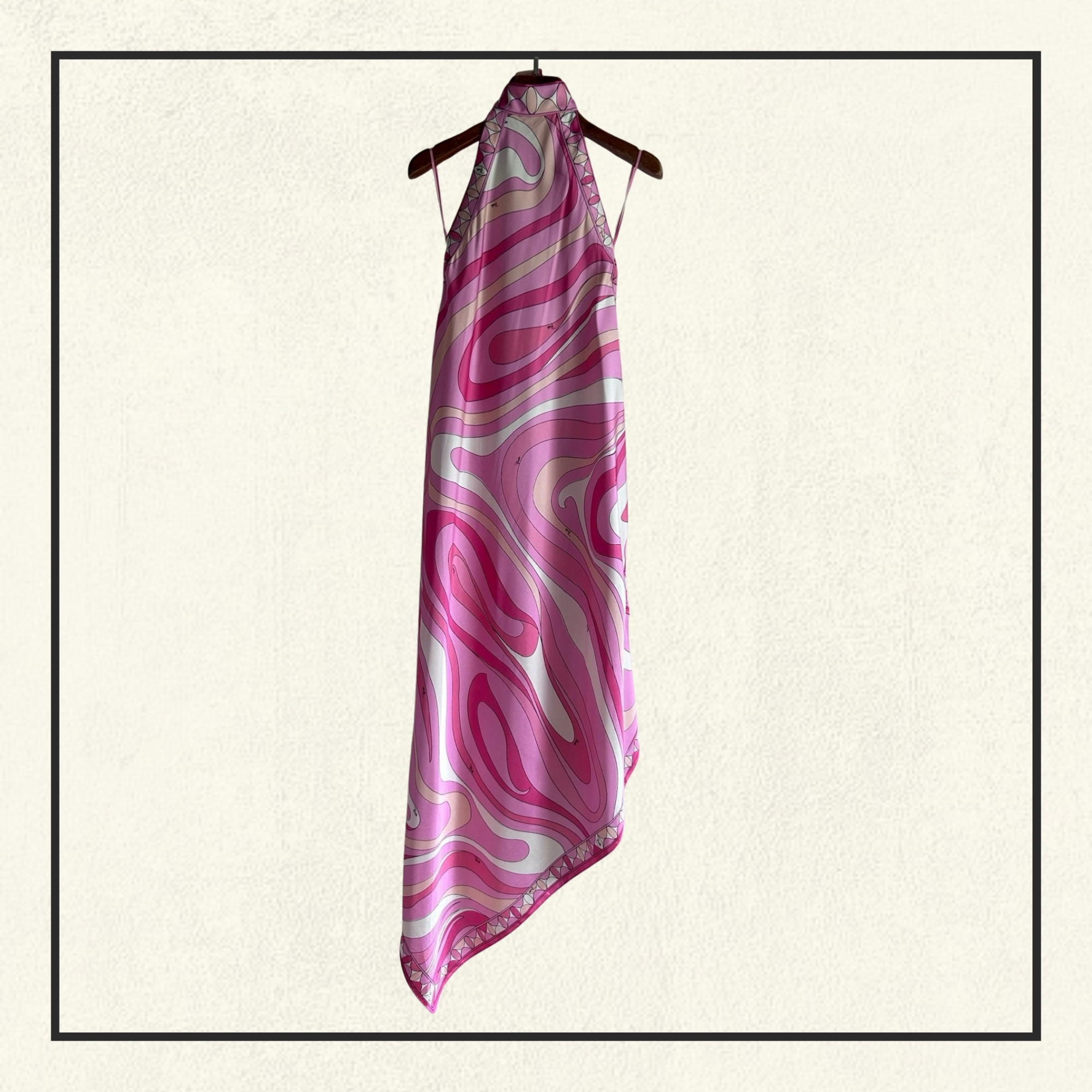 HALTERNECK SILK SATIN MIDI DRESS