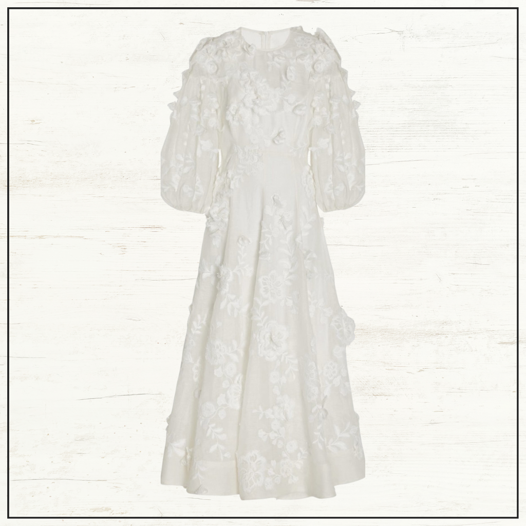 POSTCARD EMBROIDERED MIDI DRESS