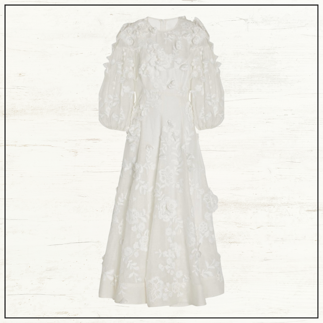 POSTCARD EMBROIDERED MIDI DRESS