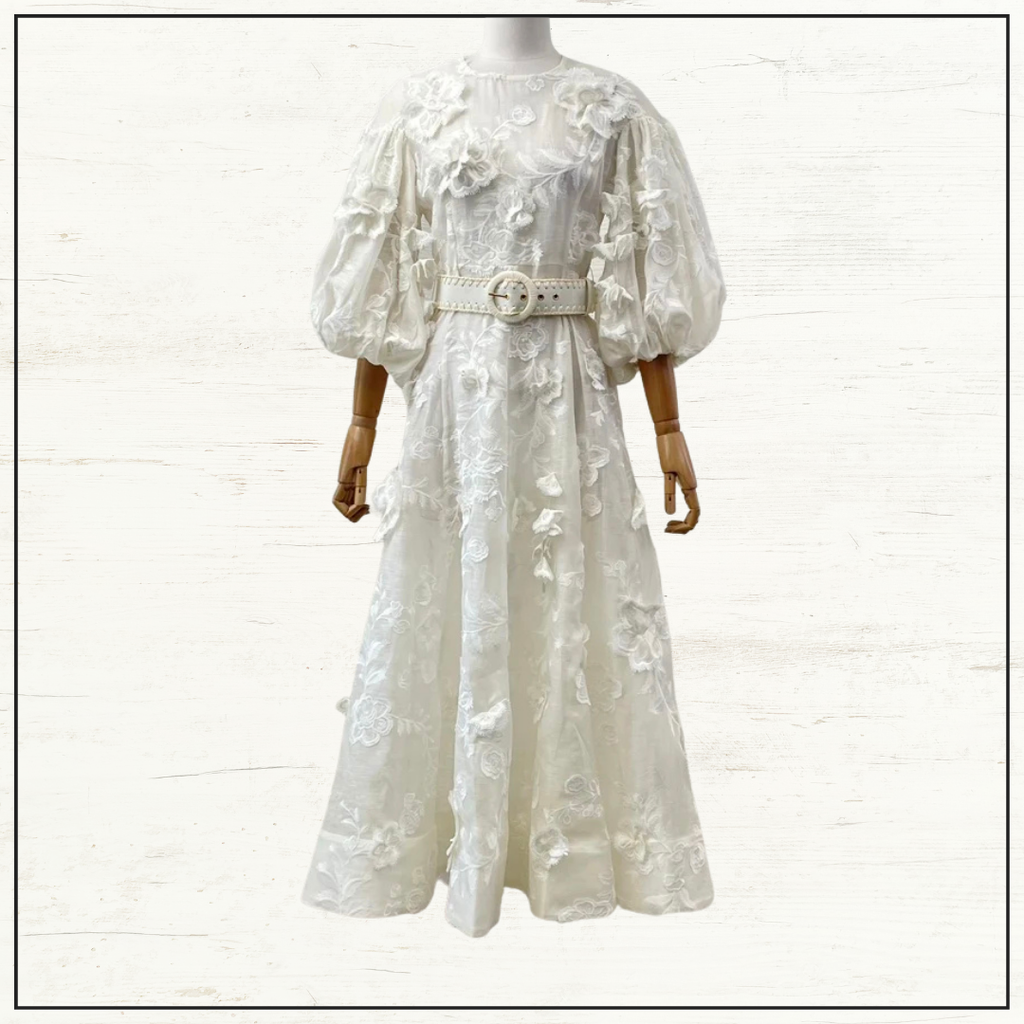 POSTCARD EMBROIDERED MIDI DRESS