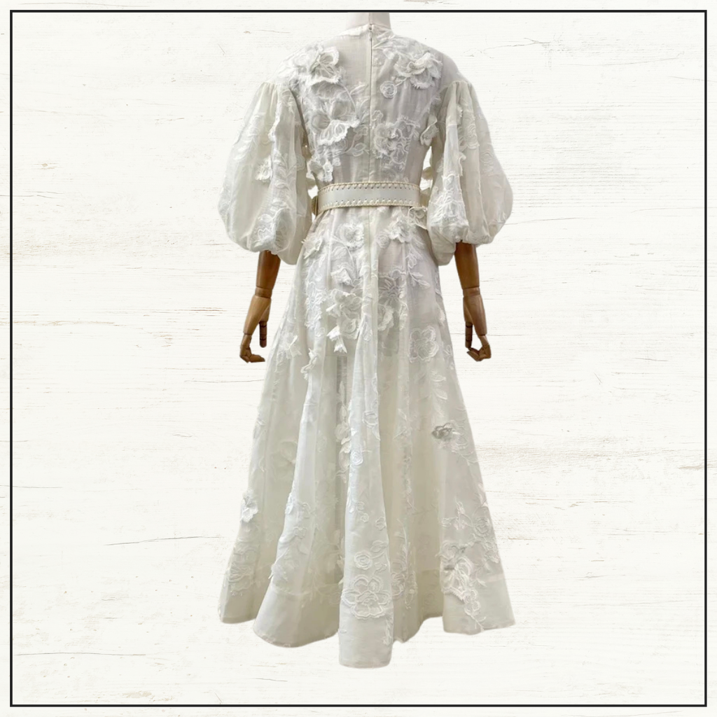 POSTCARD EMBROIDERED MIDI DRESS