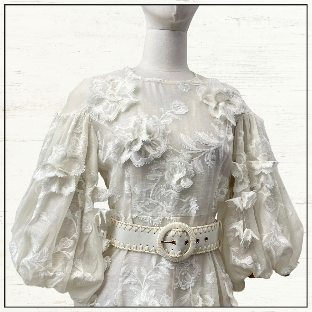 POSTCARD EMBROIDERED MIDI DRESS